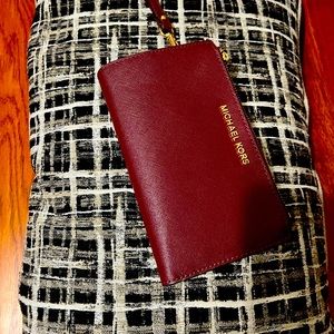 Burgundy Michael Kors Wristlet